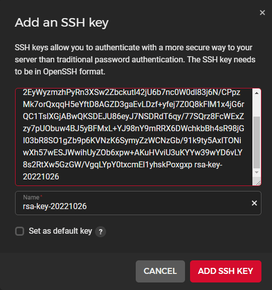 Add an SSH key